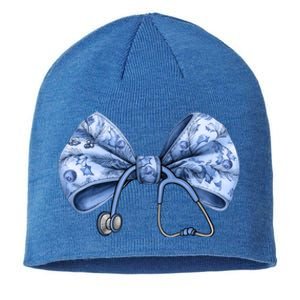 Blue Nurse Coquette Bow Stethoscope Nursing Medical Doctor Gift Sustainable Beanie