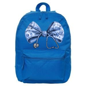 Blue Nurse Coquette Bow Stethoscope Nursing Medical Doctor Gift 16 in Basic Backpack