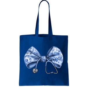 Blue Nurse Coquette Bow Stethoscope Nursing Medical Doctor Gift Tote Bag