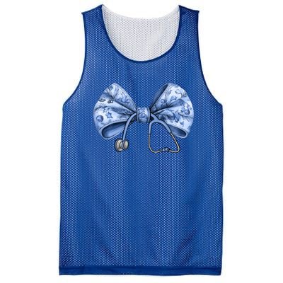 Blue Nurse Coquette Bow Stethoscope Nursing Medical Doctor Gift Mesh Reversible Basketball Jersey Tank