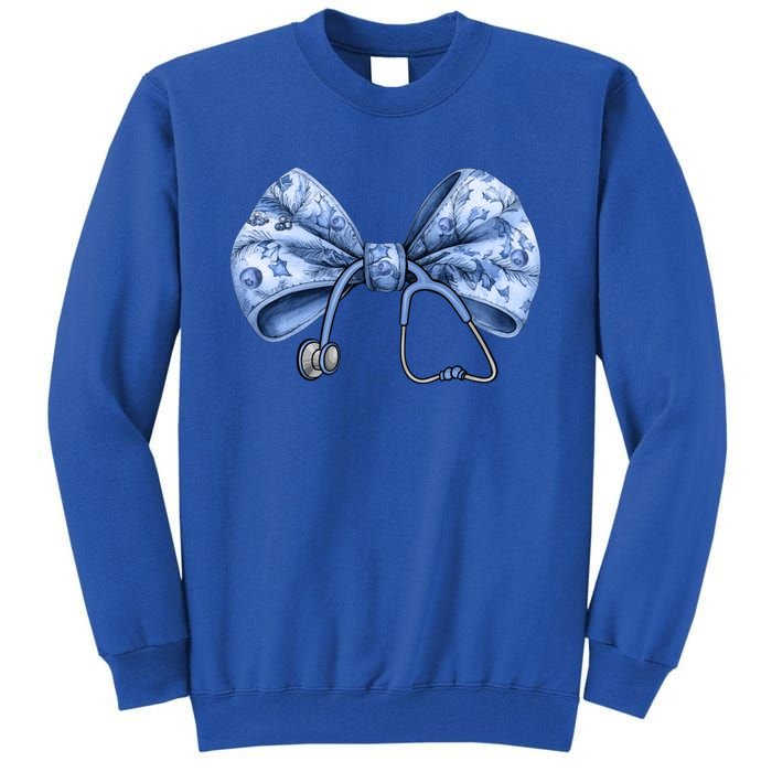 Blue Nurse Coquette Bow Stethoscope Nursing Medical Doctor Gift Tall Sweatshirt