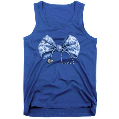 Blue Nurse Coquette Bow Stethoscope Nursing Medical Doctor Gift Tank Top