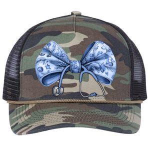 Blue Nurse Coquette Bow Stethoscope Nursing Medical Doctor Gift Retro Rope Trucker Hat Cap