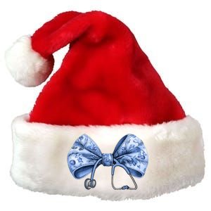 Blue Nurse Coquette Bow Stethoscope Nursing Medical Doctor Gift Premium Christmas Santa Hat