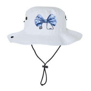 Blue Nurse Coquette Bow Stethoscope Nursing Medical Doctor Gift Legacy Cool Fit Booney Bucket Hat