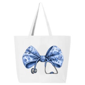 Blue Nurse Coquette Bow Stethoscope Nursing Medical Doctor Gift 25L Jumbo Tote