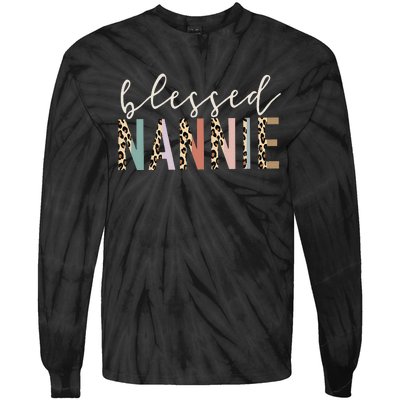 Blessed Nannie Cute Leopard Funny Mother's Day Tie-Dye Long Sleeve Shirt