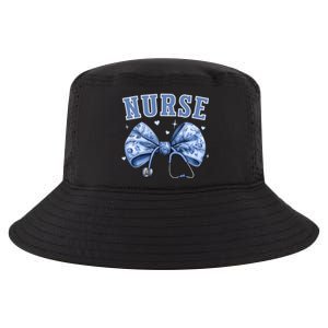 Blue Nurse Coquette Bow Stethoscope Nursing Medical Doctor Cool Comfort Performance Bucket Hat