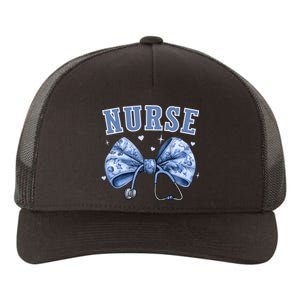 Blue Nurse Coquette Bow Stethoscope Nursing Medical Doctor Yupoong Adult 5-Panel Trucker Hat