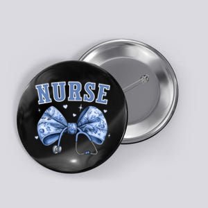 Blue Nurse Coquette Bow Stethoscope Nursing Medical Doctor Button