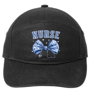 Blue Nurse Coquette Bow Stethoscope Nursing Medical Doctor 7-Panel Snapback Hat