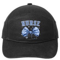 Blue Nurse Coquette Bow Stethoscope Nursing Medical Doctor 7-Panel Snapback Hat