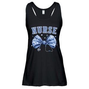 Blue Nurse Coquette Bow Stethoscope Nursing Medical Doctor Ladies Essential Flowy Tank