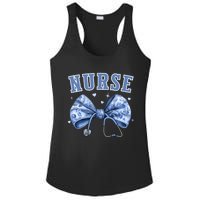 Blue Nurse Coquette Bow Stethoscope Nursing Medical Doctor Ladies PosiCharge Competitor Racerback Tank