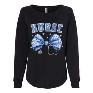 Blue Nurse Coquette Bow Stethoscope Nursing Medical Doctor Womens California Wash Sweatshirt