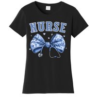 Blue Nurse Coquette Bow Stethoscope Nursing Medical Doctor Women's T-Shirt