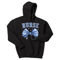 Blue Nurse Coquette Bow Stethoscope Nursing Medical Doctor Kids Hoodie