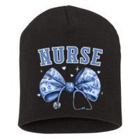 Blue Nurse Coquette Bow Stethoscope Nursing Medical Doctor Short Acrylic Beanie