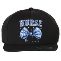 Blue Nurse Coquette Bow Stethoscope Nursing Medical Doctor Wool Snapback Cap