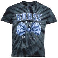 Blue Nurse Coquette Bow Stethoscope Nursing Medical Doctor Kids Tie-Dye T-Shirt