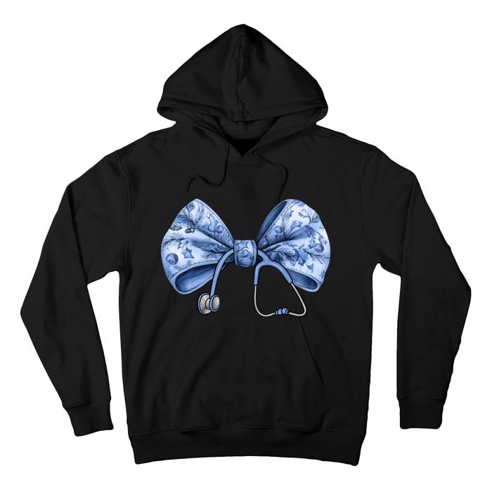 Blue Nurse Coquette Bow Stethoscope Nursing Medical Doctor Hoodie