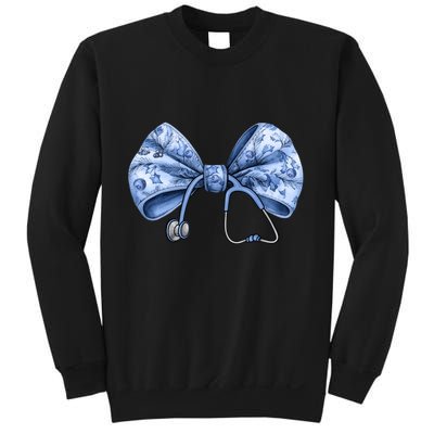 Blue Nurse Coquette Bow Stethoscope Nursing Medical Doctor Sweatshirt