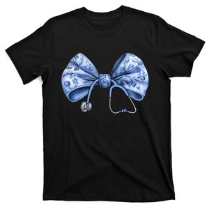 Blue Nurse Coquette Bow Stethoscope Nursing Medical Doctor T-Shirt