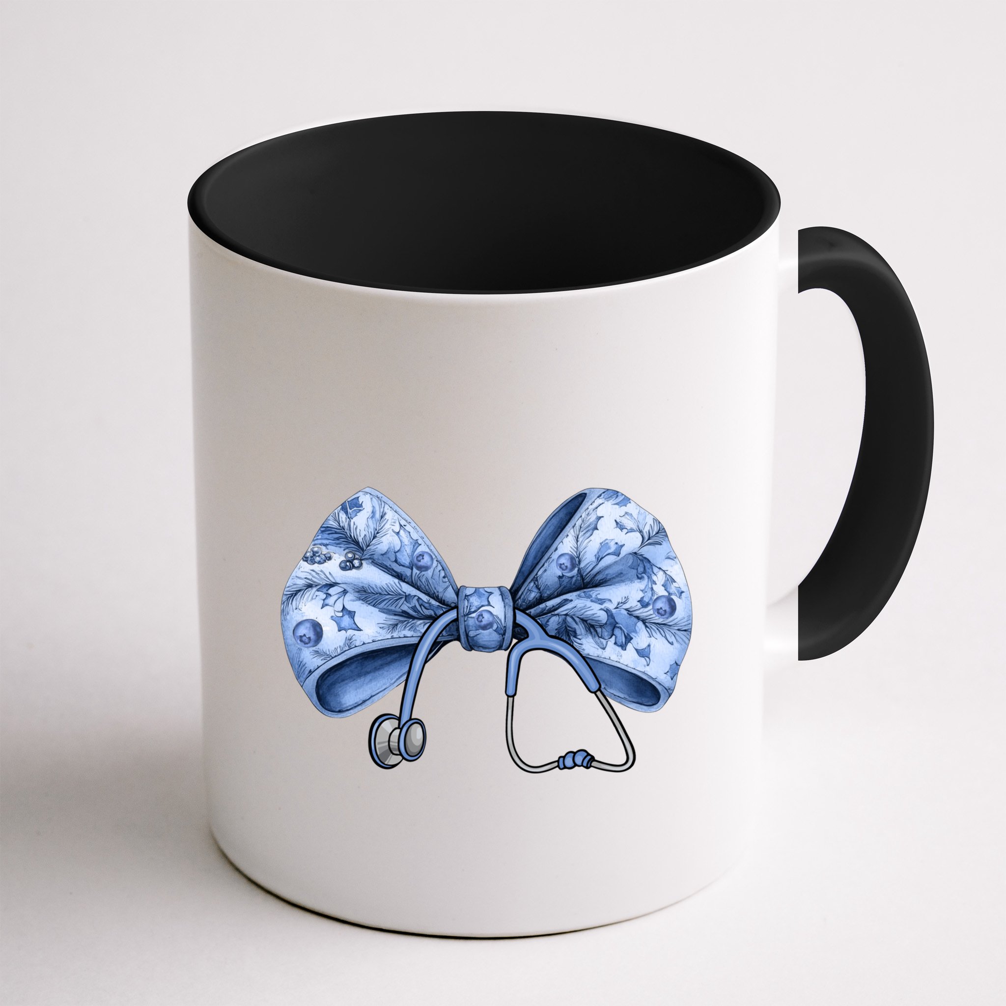 Blue Nurse Coquette Bow Stethoscope Nursing Medical Doctor Mug