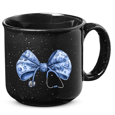 Blue Nurse Coquette Bow Stethoscope Nursing Medical Doctor 15oz Campfire Ceramic Mug