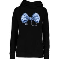 Blue Nurse Coquette Bow Stethoscope Nursing Medical Doctor Womens Funnel Neck Pullover Hood