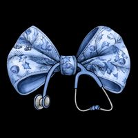 Blue Nurse Coquette Bow Stethoscope Nursing Medical Doctor Flat Bill Trucker Hat
