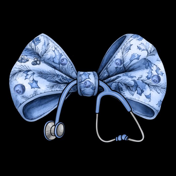 Blue Nurse Coquette Bow Stethoscope Nursing Medical Doctor Flat Bill Trucker Hat
