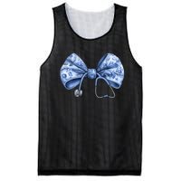 Blue Nurse Coquette Bow Stethoscope Nursing Medical Doctor Mesh Reversible Basketball Jersey Tank