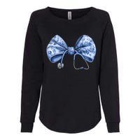 Blue Nurse Coquette Bow Stethoscope Nursing Medical Doctor Womens California Wash Sweatshirt