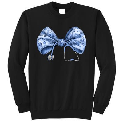 Blue Nurse Coquette Bow Stethoscope Nursing Medical Doctor Tall Sweatshirt