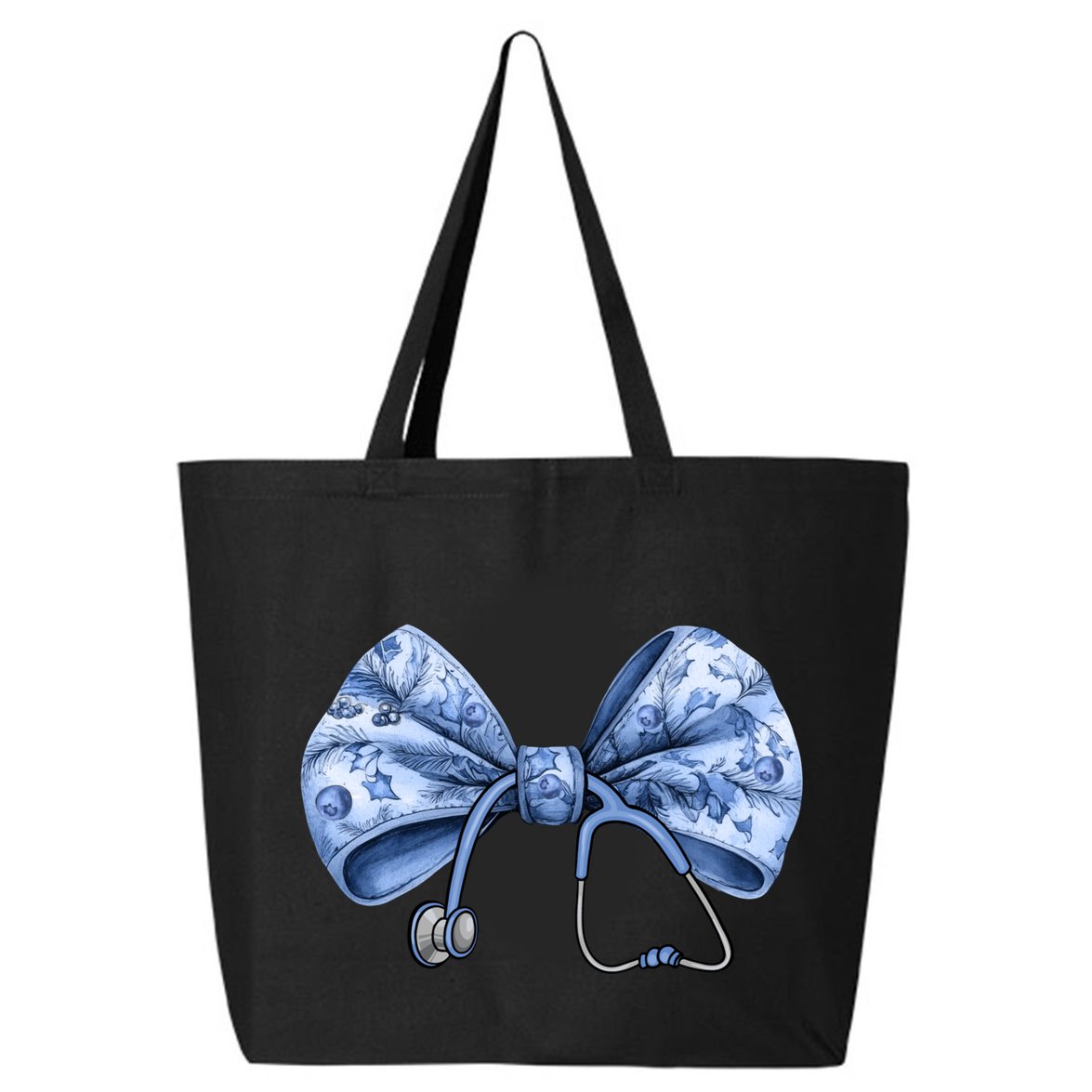 Blue Nurse Coquette Bow Stethoscope Nursing Medical Doctor 25L Jumbo Tote