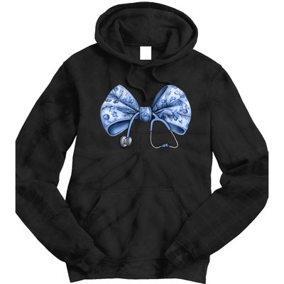 Blue Nurse Coquette Bow Stethoscope Nursing Medical Doctor Tie Dye Hoodie