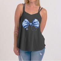 Blue Nurse Coquette Bow Stethoscope Nursing Medical Doctor Women's Strappy Tank