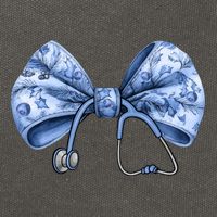 Blue Nurse Coquette Bow Stethoscope Nursing Medical Doctor Cotton Canvas Backpack