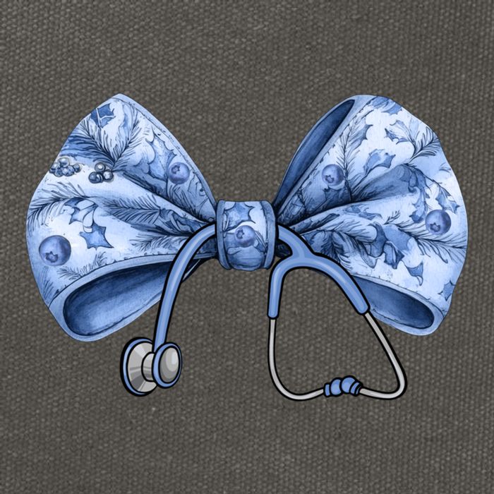 Blue Nurse Coquette Bow Stethoscope Nursing Medical Doctor Cotton Canvas Backpack