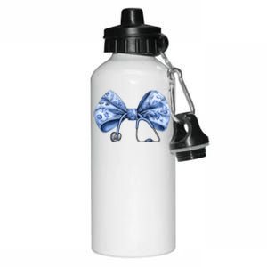 Blue Nurse Coquette Bow Stethoscope Nursing Medical Doctor Aluminum Water Bottle