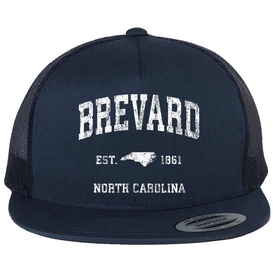 Brevard North Carolina NC Vintage Athletic Sports Design Flat Bill Trucker Hat