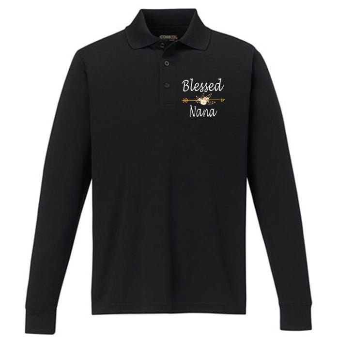 Blessed Nana Cute Mothers Day Gifts Performance Long Sleeve Polo