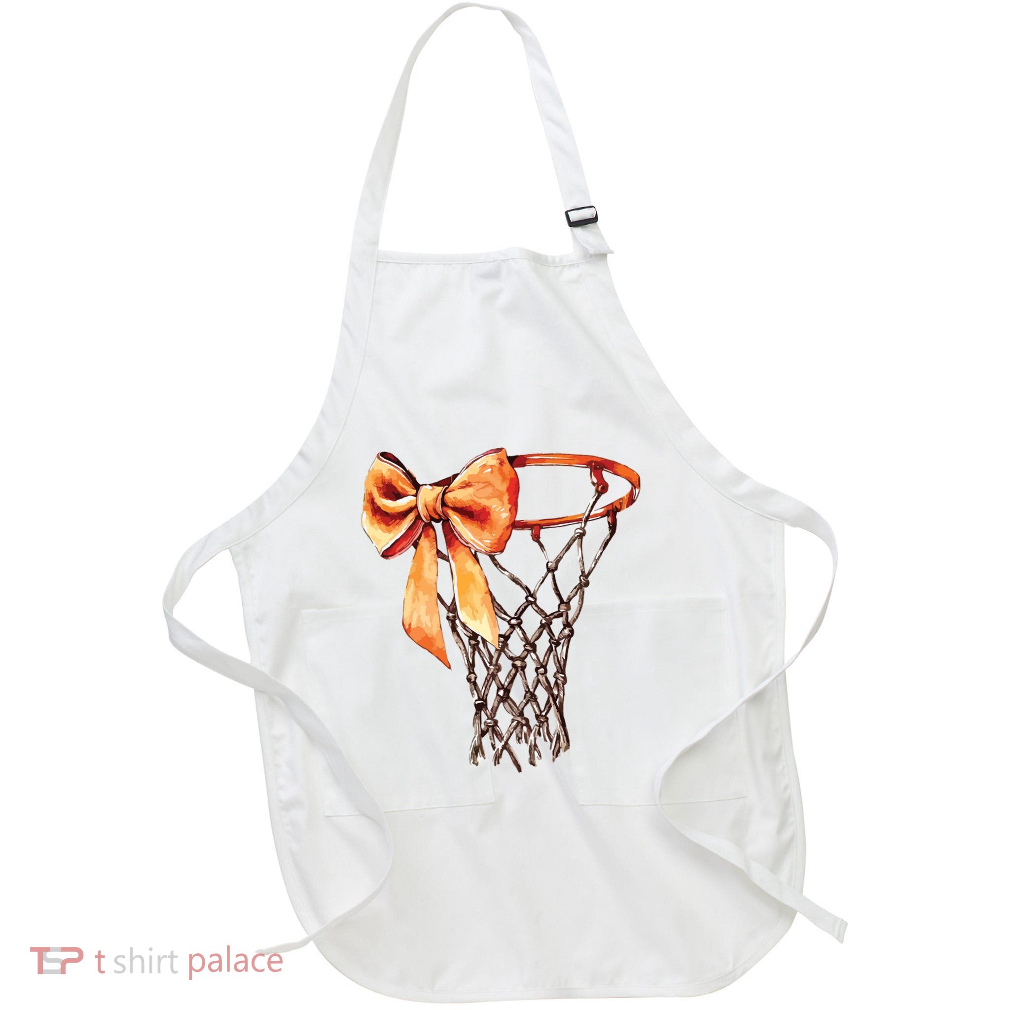 Basketball Net Coquette Bow Full-Length Apron With Pockets