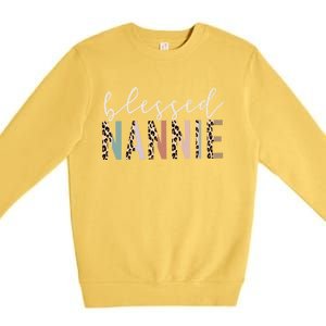 Blessed Nannie Cute Leopard Print Gift Premium Crewneck Sweatshirt