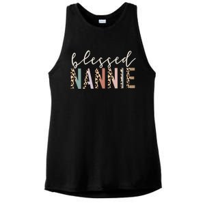 Blessed Nannie Cute Leopard Print Gift Ladies PosiCharge Tri-Blend Wicking Tank