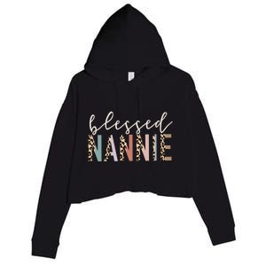 Blessed Nannie Cute Leopard Print Gift Crop Fleece Hoodie