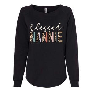 Blessed Nannie Cute Leopard Print Gift Womens California Wash Sweatshirt