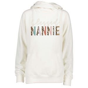 Blessed Nannie Cute Leopard Print Gift Womens Funnel Neck Pullover Hood