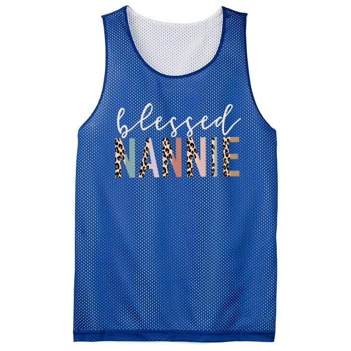 Blessed Nannie Cute Leopard Print Gift Mesh Reversible Basketball Jersey Tank